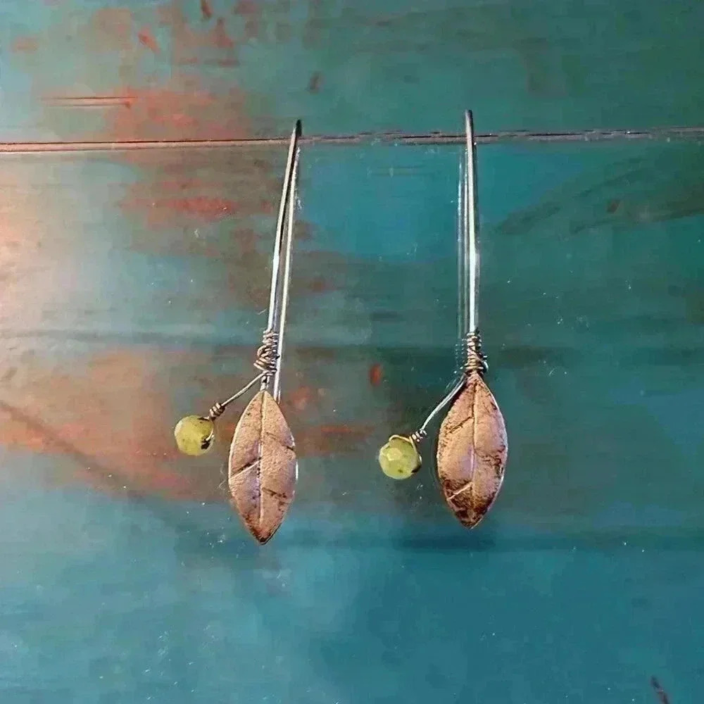 Jamie Cassavoy Silver and Jade Leaf Earrings